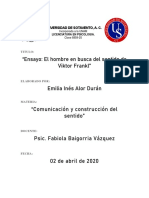 Ensayo El Hombre en Busca Del Sentido PDF