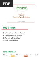 Microsoft Excel Essential Training: Raju Miyan Lecturer Khwopa College of Engineering