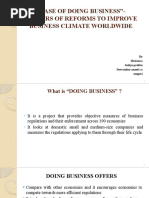 "Ease of Doing Business"-15 Years of Reforms To Improve Business Climate Worldwide