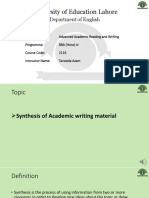 Academic Reading & Writing - Synthesis of Academic Writing Material