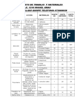 Presupuesto Mano de Obra y Materiales