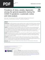 Prevalence of Stress, Anxiety, Depression Among The General Population During The COVID-19 Pandemic: A Systematic Review and Meta-Analysis