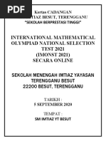 International Mathematical Olympiad National Selection TEST 2021 (IMONST 2021) Secara Online