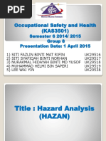 Occupational Safety and Health (KAS3501) : Semester 6 2014/ 2015 Group 8 Presentation Date: 1 April 2015