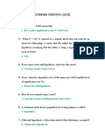 Hypothesis Testing Quiz