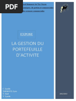 La Gestion Du Portefeuille D'Activite: Expose