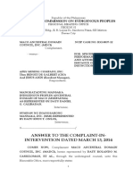 National Commission On Indigenous Peoples: Answer To The Complaint-In-Intervention Dated March 13, 2014