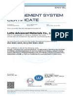 Lotte Advanced Materials Co., LTD.: ISO 9001:2015, KS Q ISO 9001:2015