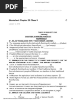 Worksheet Chapter 20 Class 5