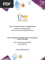 Tarea 1 - Responder Preguntas de Análisis Sobre Los Conceptos de Lectura y Escritura