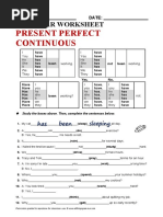 Present Perfect Continuous Worksheet