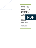 Best HR Practice S During COVID-19: Name: Aabir Fayaz, ROLL NO.01, Subject:Shrm