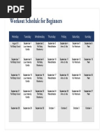 Workout Schedule For Beginners A4