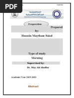 Prepared By: Hussein Maytham Saied: Evaporation