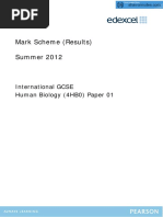 Mark Scheme (Results) Summer 2012: International GCSE Human Biology (4HB0) Paper 01