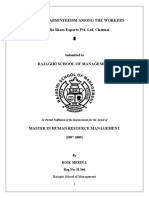 A Study On Absenteeism Among The Workers in India Shoes Exports Pvt. LTD, Chennai