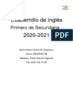 Cuadernillo de Inglés Primer Grado