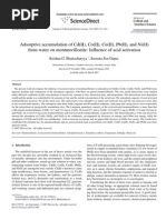 Adsorptive Accumulation of CD (II), Co (II), Cu (II), PB (II), and Ni (II) From Water On Montmorillonite - Influence of Acid Activation