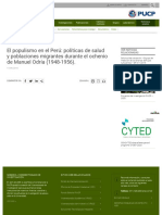 El Populismo en El Perú: Políticas de Salud y Poblaciones Migrantes Durante El Ochenio de Manuel Odría (1948-1956)