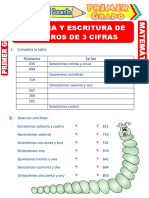 Lectura y Escritura de Números de 3 Cifras para Primer Grado de Primaria