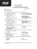 Quiz 04 Unit .3 Introduction of Nursing Theory & Model: BSCN 2 Semseter 2016