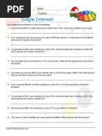 Simple Interest: Name: Date: Class: Teacher