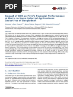 Impact of CSR On Firm's Financial Performance: A Study On Some Selected Agribusiness Industries of Bangladesh