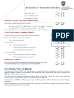 Genuine Temporary Entrant Screening Form: Visa History