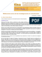 Mata, María Cristina (2000) - Reflexiones Acerca de Las Investigaciones en Comunicación. Revista Latina de Comunicación Social, 35 - Extra Argentina