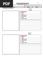 Class Worksheet 6: Describing My Parents