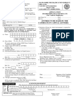 Candidate in Capital Letters) (Entries To Be Made by The: Application Fee (RS.) Deg./Dip./Certificate 10