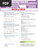 MCM y MCD para Quinto Grado de Secundaria PDF