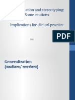 Generalization and Stereotype in Counseling - Implication and Caution in Clinical Setting.