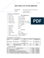 Curriculum Vitae (CV) of The Applicant: 1. Proposed Position For