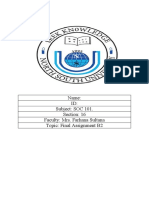 Name: ID: Subject: SOC 101. Section: 16 Faculty: Mrs. Farhana Sultana Topic: Final Assignment B2