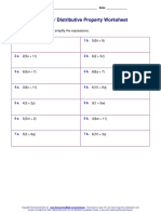 Factoring / Distributive Property Worksheet: Use The Distributive Property To Simplify The Expressions