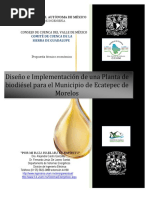 Diseño e Implementación de Una Planta de Biodiesel en El Municipio de Ecatepec