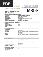 Whole Milk Powder, 26% Milk Fat: Material Safety Data Sheet