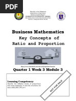 Business Mathematics Key Concepts Of: Ratio and Proportion