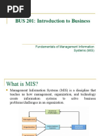 BUS 201: Introduction To Business: Fundamentals of Management Information Systems (MIS)