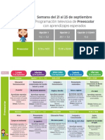 Aprendizajes Esperados Semana 5 (21 Al 25 Septiembre) PREESCOLAR