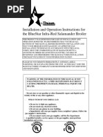 Installation and Operation Instructions For The Bluestar Infra-Red Salamander Broiler