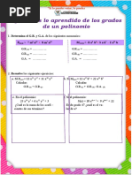 Ficha de Actividad - Grados de Un Polinomio