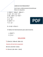 EXAMEN DE FACTORIZACIÓN 8° Periodo 3