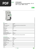 Bảng thông số sản phẩm: Easy9 RCD with overcurrent protection - 1P + N - 20 A - C curve - 4500 A - 30 mA