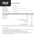 Zomato Order: Summary and Receipt: Item Quantity Unit Price Total Price