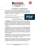 Postura Junta Nacional Setrasena 10 Septiembre de 2020