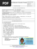Plan de Matemáticas Sobre Propiedades de La Multiplicación