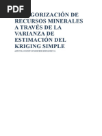 Categorización de Recursos Minerales A Través de La Varianza de Estimación Del Kriging Simple