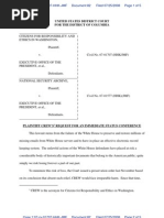 CREW v. EOP: Regarding Missing WH Emails: 7/25/08 - Motion For Hearing by CREW (Document 82)